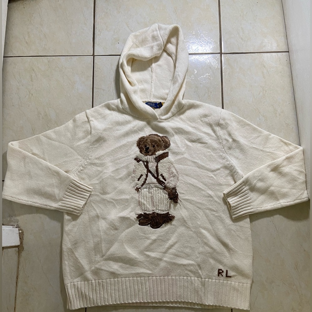 New Ralph Lauren wool-cashmere Ivory hooded teddy bear